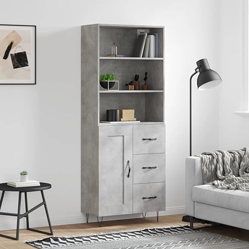 ShGaxin Sideboard Highboard Sperrholz Betongrau 69,5 x 34 x 180 cm Sideboard Wohnzimmer Sideboard Eingangsbereich Sideboard Küche Vitrinen Wohnzimmer Hilfsmöbel 3190017 von ShGaxin
