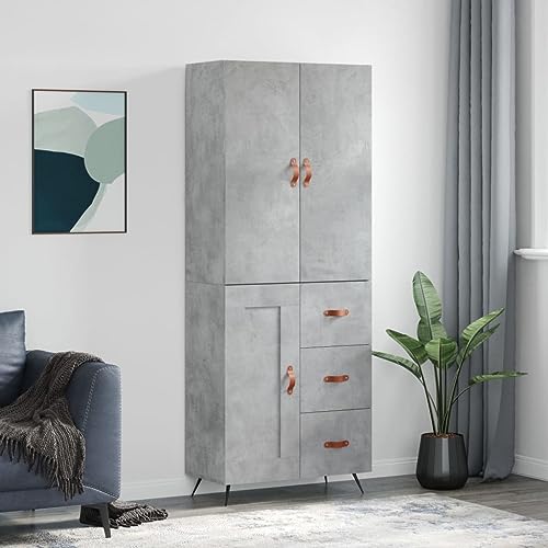 ShGaxin Sideboard Highboard Sperrholz Betongrau 69,5 x 34 x 180 cm Sideboard Wohnzimmer Sideboard Eingangsbereich Sideboard Küche Vitrinen Wohnzimmer Hilfsmöbel 3195991 von ShGaxin