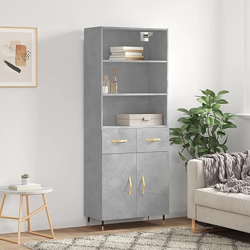 ShGaxin Sideboard Highboard Sperrholz Betongrau 69,5 x 34 x 180 cm Wohnzimmermöbel Esszimmermöbel Hilfsmöbel Sideboard Küche Sideboard Eingangsbereich 3200501 von ShGaxin
