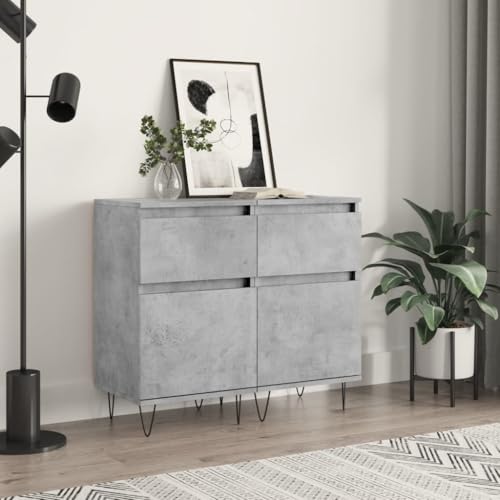 ShGaxin Sideboards 2 Stück grau Zement 40 x 35 x 70 cm aus mehrschichtigem Holz, moderne Anrichte und Buffet Esszimmer, Sideboards Wohnzimmer platzsparend-831157 von ShGaxin