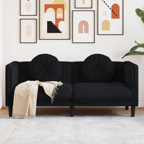ShGaxin Sofa mit Kissen 2-Sitzer Schwarz Samt, Loungesofa, Sofas & Couches, Relaxsofa, Couch für Wohnzimmer - 372637 von ShGaxin