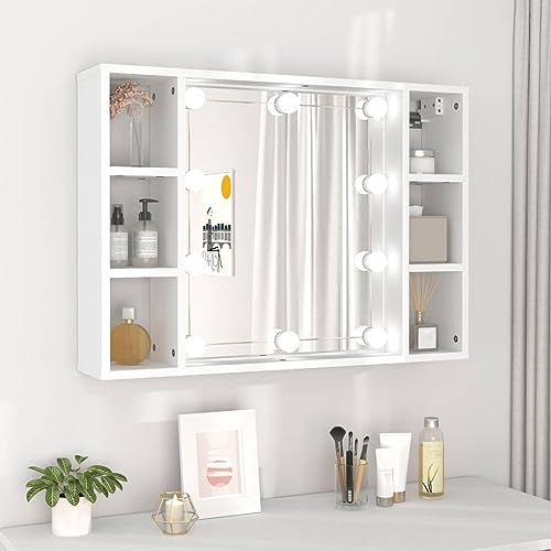 ShGaxin Spiegelschrank mit weißer LED, 76 x 15 x 55 cm, Spiegelschrank mit LED, Schrank mit Spiegel, Badezimmerspiegel - 808855 von ShGaxin
