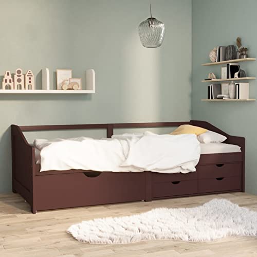 ShGaxin Tagesbett 3-Sitzer Schubladen Dunkelbraun Kiefernholz 90x200 cm, Schlafsofa, Daybed, Bettsofa, Sofa Bed, Sofabett, Schlafcouch, Jugendbett, Bettgestell, Bettcouch - 322172 von ShGaxin