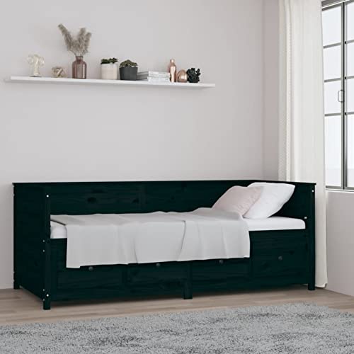 ShGaxin Tagesbett Schwarz 90x200 cm Massivholz Kiefer, Schlafsofa, Daybed, Bettsofa, Sofa Bed, Sofabett, Schlafcouch, Jugendbett, Bettgestell, Bettcouch - 820905 von ShGaxin