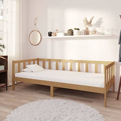 ShGaxin Tagesbett mit Matratze 90x200 cm Honigbraun Massivholz Kiefer, Schlafsofa, Daybed, Bettsofa, Sofa Bed, Sofabett, Schlafcouch, Jugendbett, Bettgestell, Bettcouch - 3083617 von ShGaxin