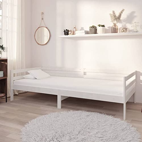 ShGaxin Tagesbett mit Matratze 90x200 cm Weiß Kiefer Massivholz, Schlafsofa, Daybed, Bettsofa, Sofa Bed, Sofabett, Schlafcouch, Jugendbett, Bettgestell, Bettcouch - 3083565 von ShGaxin