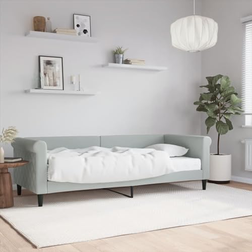 ShGaxin Tagesbett mit Matratze Hellgrau 80x200 cm Samt, Schlafsofa, Daybed, Bettsofa, Sofa Bed, Sofabett, Schlafcouch, Jugendbett, Bettgestell, Bettcouch - 3197740 von ShGaxin