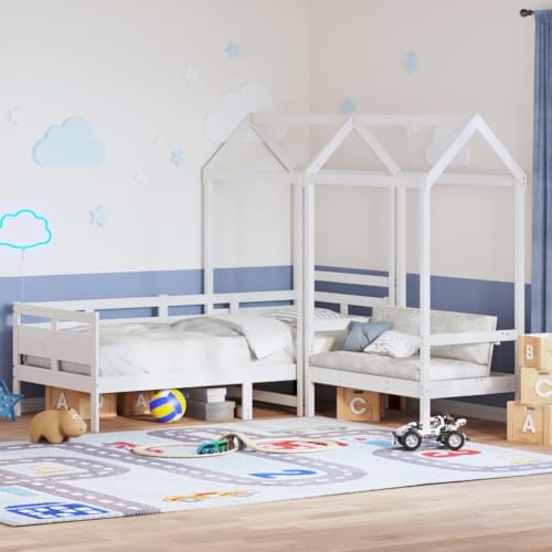 ShGaxin Tagesbett und Bank mit Dach Weiß 80x200 cm Kiefernholz, Bett, Bed Frame, Familienbett, Bettrahmen, Bett Gestell, Bett Rahmengestell, Schlafzimmer Bett - 3282297 von ShGaxin