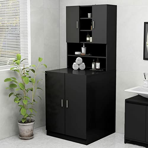 ShGaxin Waschmaschinenschrank, Waschmaschinenregal, Toilettenregal, Waschmaschine Trockner Schrank, Waschmaschinen überschrank, Schwarz 70,5x25,5x90 cm ShGaxin Waschmaschinenschrank, Waschmaschinenregal, Toilettenregal, Waschmaschine Trockner Schrank, Waschmaschinen überschrank, Schwarz 70,5x25,5x90 cm von ShGaxin
