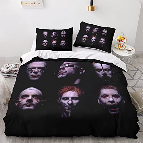 Shaari 3D Drucken Rammstein Band Bettwäsche Set 135x200,Microfaser Einzelbett 1 Bettbezug Mit Reißverschluss + 1 Kissenbezüge 80x80 von Shaari