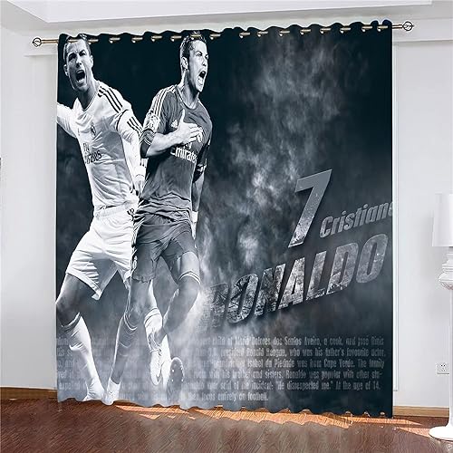 Shaari Cristiano Ronaldo Vorhänge Gardinen mit Ösen, Vorhang Blickdicht, Verdunklungsvorhänge, Fensterdekoration, Schlafzimmer Wohnzimmer & Kinderzimmer Deko, Blackout Curtain 2er Set von Shaari