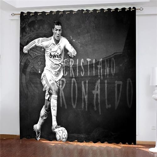 Shaari Cristiano Ronaldo Vorhänge Gardinen mit Ösen, Vorhang Blickdicht, Verdunklungsvorhänge, Fensterdekoration, Schlafzimmer Wohnzimmer & Kinderzimmer Deko, Blackout Curtain 2er Set von Shaari