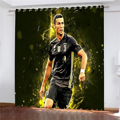 Shaari Cristiano Ronaldo Vorhänge Gardinen mit Ösen, Vorhang Blickdicht, Verdunklungsvorhänge, Fensterdekoration, Schlafzimmer Wohnzimmer & Kinderzimmer Deko, Blackout Curtain 2er Set von Shaari