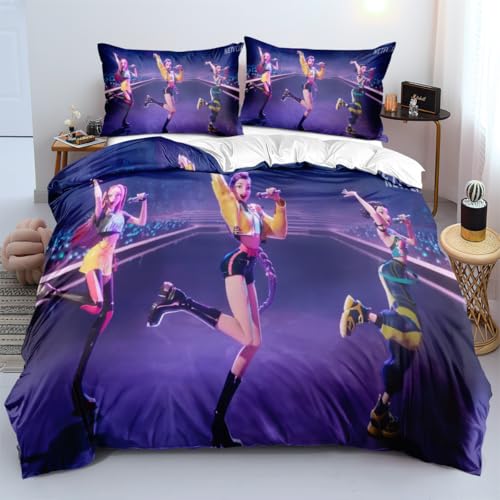 Shaari Huntrix Bettwäsche Set 135x200,Rumi Mira Zoey Jinu Tiger Saja Microfaser Einzelbett Bettwäsche-Sets 1 Kissenbezüge 80x80 von Shaari