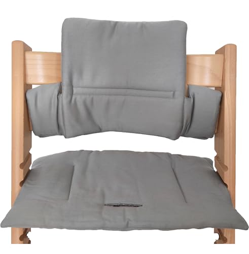 Shabany® Hochstuhl Sitzkissen 100% Bio Baumwolle | Classic Kissen Sitzbezug | Hochstuhlauflage | 2-teilig passend für Stokke Tripp Trapp Kinderhochstuhl |maschinenwaschbar | einfache Befestigung von Shabany