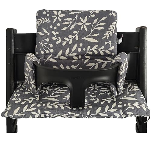 Shabany® Hochstuhl Sitzkissen 100% Bio Baumwolle | Classic Kissen Sitzbezug | Hochstuhlauflage | 2-teilig passend für Stokke Tripp Trapp Kinderhochstuhl |maschinenwaschbar | einfache Befestigung von Shabany