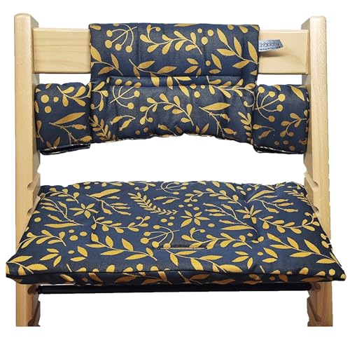 Shabany® Hochstuhl Sitzkissen 100% Bio Baumwolle | Classic Kissen Sitzbezug | Hochstuhlauflage | 2-teilig passend für Stokke Tripp Trapp Kinderhochstuhl |maschinenwaschbar | einfache Befestigung von Shabany