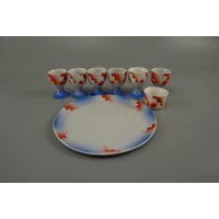 6 Vintage Eierbecher/Salztöpfchen Teller Art Deco | Germany 30Er von ShabbRockRepublic