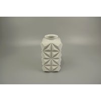 Seltene Weiße Op-Art Vintage Vase/Rieber Mitterteich 2106 17 | Germany 70Er von ShabbRockRepublic