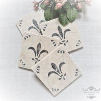 Naturstein-Fliese - Fleur De Lis Unikat Botticino Antik-Marmor Shabby-Farmhouse Naturstein-Fliese - Fleur De Lis Unikat Botticino Antik-Marmor Shabby-Farmhouse von ShabbyVintageHouseDE