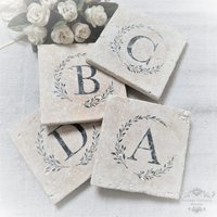 Naturstein-Fliese Mit Wunschmonogramm - Unikat Travertin Antik-Marmor Shabby-Farmhouse Naturstein-Fliese Mit Wunschmonogramm - Unikat Travertin Antik-Marmor Shabby-Farmhouse von ShabbyVintageHouseDE
