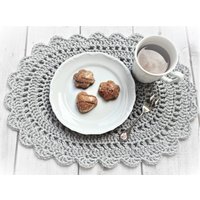 Tischset - Oval Guinevere in Grau Aus 100% Bw Tischset - Oval Guinevere in Grau Aus 100% Bw von ShabbyVintageHouseDE