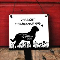 Hundeschild | Vorsicht Freilaufender Hund Schild Berner Sennenhund Schweizer Warnschild Hinweisschild Wetterfest von Shabbyflair