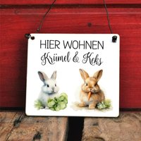 Hasenstallschild Hier Wohnen Wunschname Individuell Personalisierbar Dekoidee Für Haustier-Eltern Kleiner Nagetiere Hasen Kaninchen von Shabbyflair