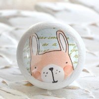 Kinder Möbelknopf Aus Holz Hase Fürs Kinderzimmer Weiß von Shabbyflair