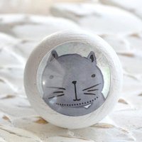 Kinder Möbelknopf Miezekatze Fürs Kinderzimmer Holz Weiß Kinder Möbelknopf Miezekatze Fürs Kinderzimmer Holz Weiß von Shabbyflair