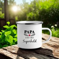 Vatertag 2025 Emaille Tasse Mit Spruch Papa Du Bist Unser Superheld | Vatertagsgeschenk Ideen Geburtstag von Shabbyflair