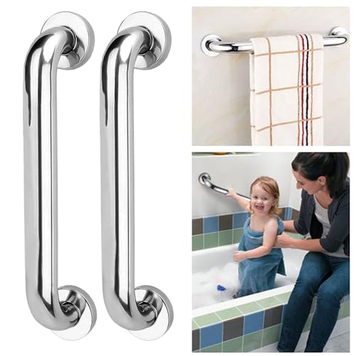 Shackcom 2 Stück Rutschfreier Haltegriff, 30 cm Edelstahl-Haltegriff Badewanne, Haltegriffe für Senioren-Sicherheitsgriffe für Kinder und Frauen von Shackcom