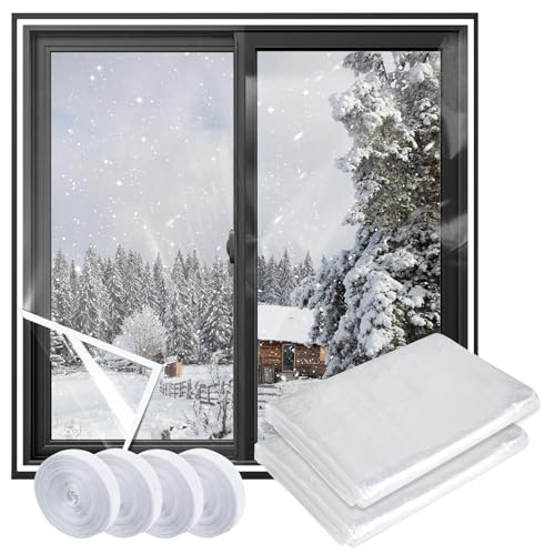 Shackcom 2pcs Fenster Isolierfolie Thermo Cover Transparente 120cm X 160cm Für Fensterisolierung gegen Wind und Kälte Fensterisolierung-Selbstklebend/Wiederverwendbar Shackcom 2pcs Fenster Isolierfolie Thermo Cover Transparente 120cm X 160cm Für Fensterisolierung gegen Wind und Kälte Fensterisolierung-Selbstklebend/Wiederverwendbar von Shackcom