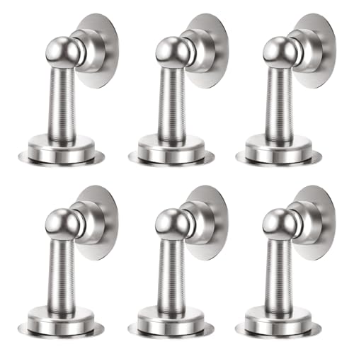 Shackcom 6pcs Türstopper Magnetisch aus Edelstahl Selbstklebend - Door Stoppers Türpuffer Türhalter für Wand- oder Bodenmontage mit doppelseitigem Klebeband oder Schraube - ohne Bohrer – Silber von Shackcom