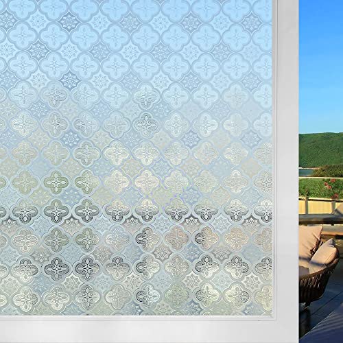 Shackcom Fensterfolie Selbsthaftend 90x200cm Fensterfolie Blickdicht Sichtschutzfolie Statisch Haftend Anti-UV Dekorfolie mit Begonien Blumen Muster für Küche Wohnzimmer Badezimmer-J068 von Shackcom