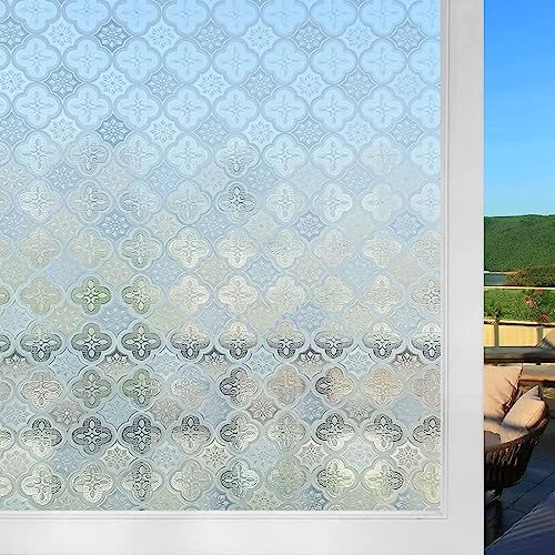 Shackcom Fensterfolie Selbsthaftend 90x400cm Fensterfolie Blickdicht Sichtschutzfolie Statisch Haftend Anti-UV Dekorfolie mit Begonien Blumen Muster für Küche Wohnzimmer Badezimmer-J068 von Shackcom
