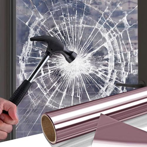 Shackcom Fensterfolie Selbsthaftend Fenster Splitterschutz Folie Sicherheitsfolie Glasschutzfolie Splitterschutzfolie Fensterfolie für Sicherheits Schutzfolie Autoscheibenfolie-60x300cm Rose Gold von Shackcom