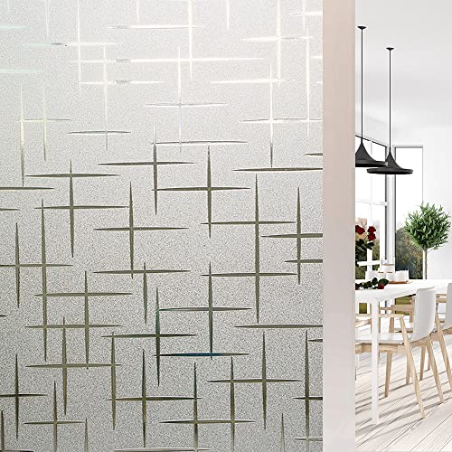 Shackcom Fensterfolie Blickdicht 90x400cm Milchglasfolie Selbsthaftend Sichtschutzfolie Statisch Haftend Anti-UV Milchglas Dekofolie für Schlafzimmer Wohnzimmer-J036 von Shackcom