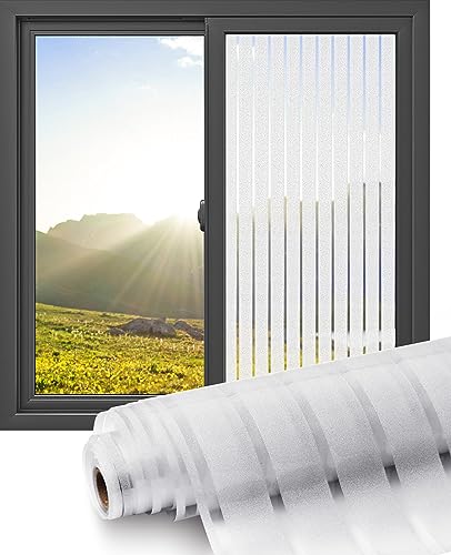 Shackcom Fensterfolie Streifen Sichtschutzfolie Fenster 90x200cm Milchglasfolie Selbsthaftend Sichtschutzfolie Statisch Haftend Anti-UV Dekorfolie für Büro Badezimmer Wohnzimmer-J003 von Shackcom