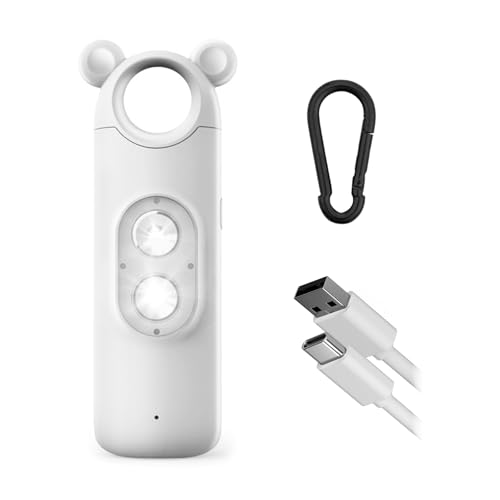 Shackcom Selbstverteidigungssirene,Wiederaufladbar, Persönlicher Sicherheitsalarm für Frauen,LED-Blitzlicht-130dB Sirene-Für Frauen,Kinder und ältere Menschen(Weiß) von Shackcom