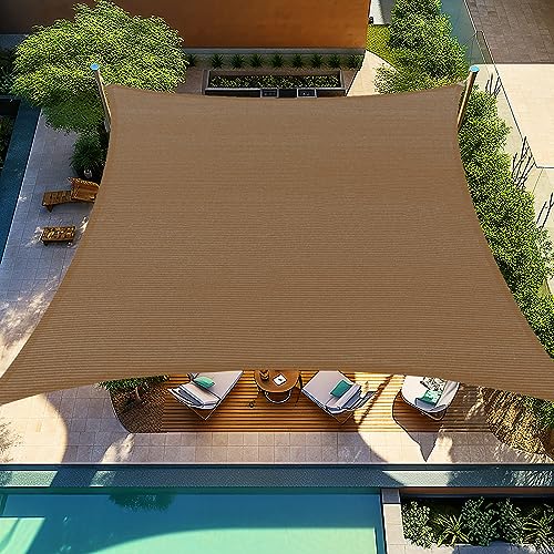 Shade&Beyond Sonnensegel, quadratisch, gebogen, 50,8 x 50,8 cm, braun, Sonnenschutz, durchlässig, für Terrassen, Hinterhof, Deck (wir stellen individuelle Größen her) von Shade&Beyond