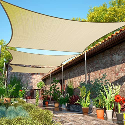 ShadeMart Sonnensegel, rechteckig, SMSL, wasser- und luftdurchlässig, UV-beständig, strapazierfähig, für Carport, Terrasse, Outdoor, 2,4 x 3,6 m, Beige von ShadeMart