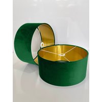 Neuer Luxus-Samtbezug Smaragdgrüner Samtlampenschirm Und Pendelleuchte Mit Silber-, Kupfer - Goldfutterpaneelenfutter von ShadesByWoodpecker