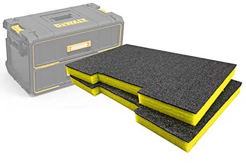 Shadow Foam Easy Peel - Schaumstoffeinsätze für DeWalt ToughSystem Schubladen [Gelb 30 mm Doppelpack] für Werkzeugorganisation, Kaizen, 5s, Werkzeugaufbewahrung & Aufbewahrungsboxen von Shadow Foam