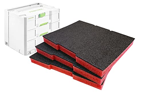 Shadow Foam Easy Peel Sortainer Einsatz [Drei-Pack] für Festool und Tanos Systainer | Schaumstoff für modulares System | Ideal für Lean, 5S, Kaizen & Custom Organizer (30mm, Rot) von Shadow Foam