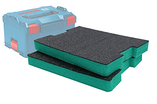 Shadow Foam L-Boxx Einsätze [Doppelpack] für Bosch L-Boxx 102-374 Schaumstoff für Sortimo L-Boxx Modular Werkzeugkoffer (30mm, Blaugrün) von Shadow Foam