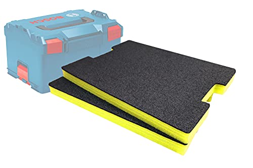 Shadow Foam L-Boxx Einsätze [Doppelpack] für Bosch L-Boxx 102-374 Schaumstoff für Sortimo L-Boxx Modular Werkzeugkoffer (30mm, Gelb) von Shadow Foam