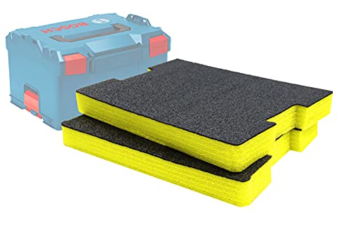 Shadow Foam L-Boxx Einsätze [Doppelpack] für Bosch L-Boxx 102-374 Schaumstoff für Sortimo L-Boxx Modular Werkzeugkoffer (50mm, Gelb) von Shadow Foam