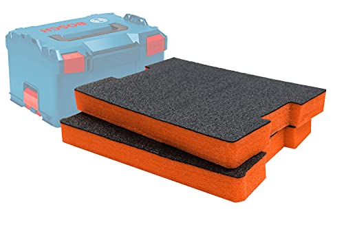 Shadow Foam L-Boxx Einsätze [Doppelpack] für Bosch L-Boxx 102-374 Schaumstoff für Sortimo L-Boxx Modular Werkzeugkoffer (50mm, Orange) von Shadow Foam