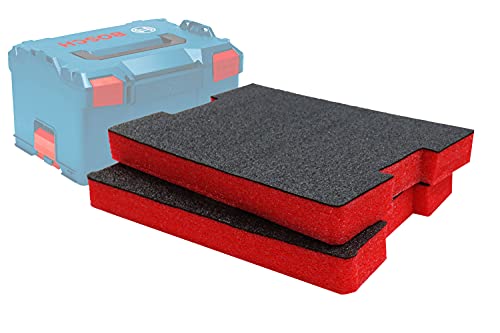 Shadow Foam L-Boxx Einsätze [Doppelpack] für Bosch L-Boxx 102-374 Schaumstoff für Sortimo L-Boxx Modular Werkzeugkoffer (50mm, Rot) von Shadow Foam